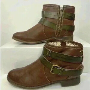 ROXY vintage boho Jensen Ankle Boots Women Size 6.5 Brown With Zipper